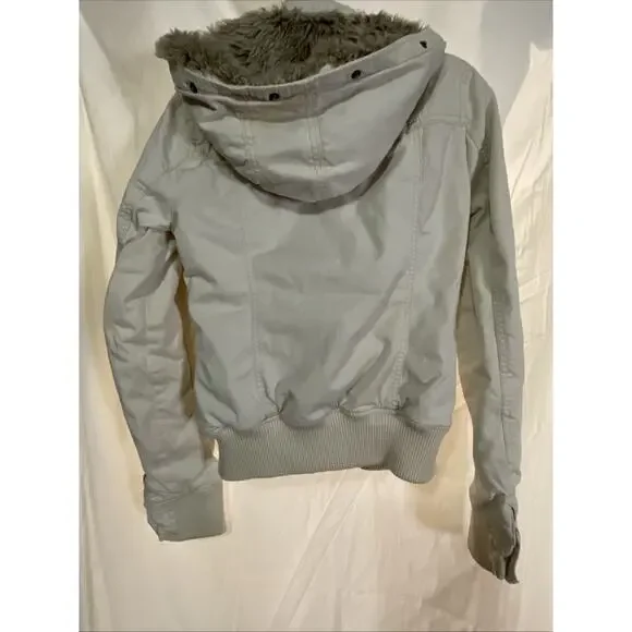 Abercrombie & Fitch Parka Jacket Coat Women’s Medium Lined Faux Fur Trim Hooded - Picture 13 of 16